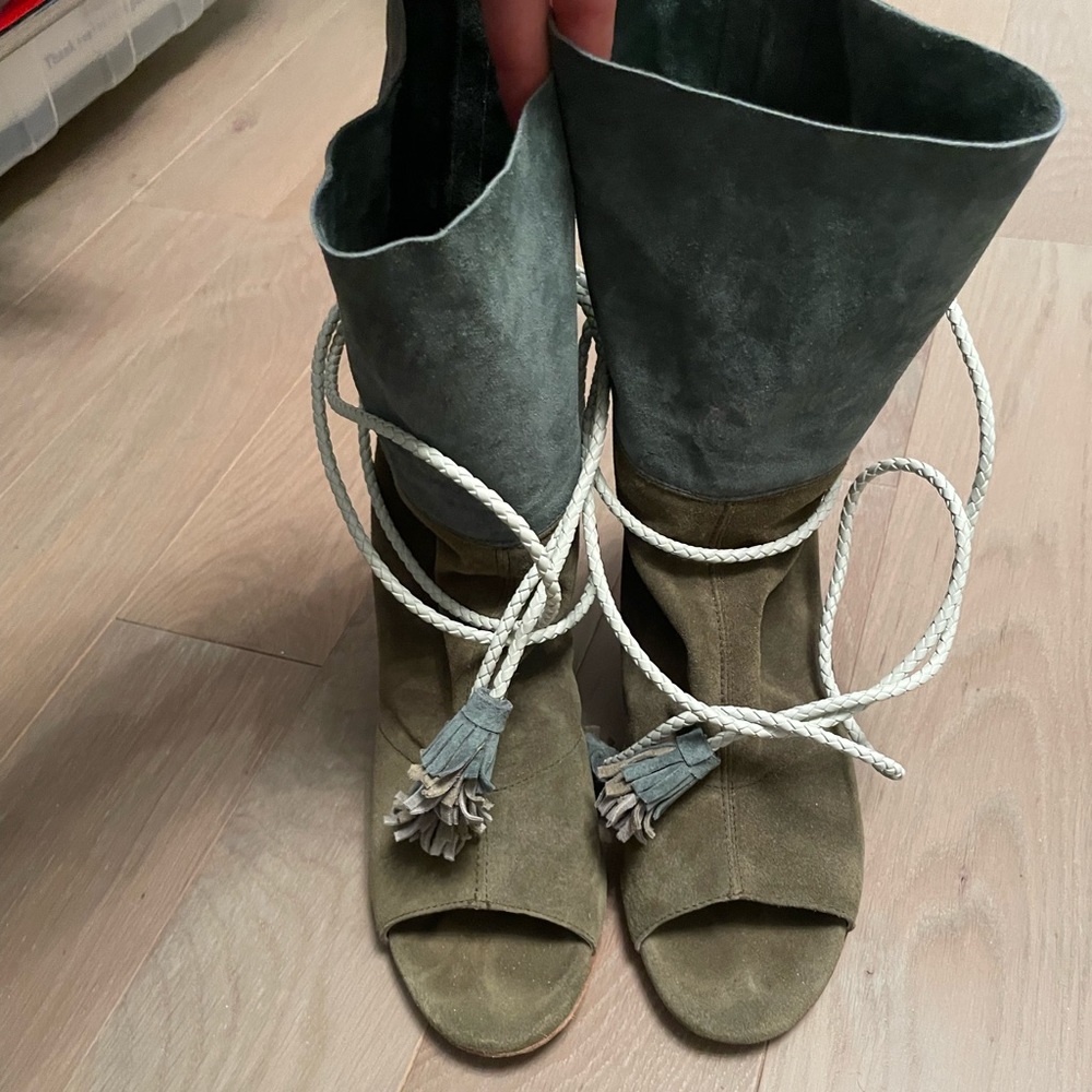 Green bootie heels